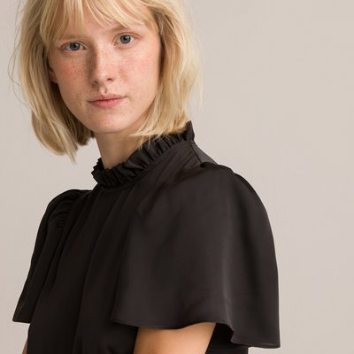 Robe courte, col montant volanté, manches courtes LA REDOUTE COLLECTIONS
