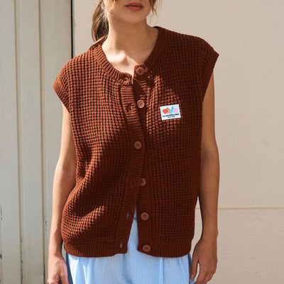 Crashway Sleeveless Cardigan in Loose Fit with Crew Neck AMERICAN VINTAGE