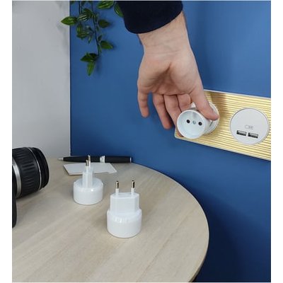 Adaptateur De Voyage Usa - Europe - Blanc ESSENTIELS DU BHV