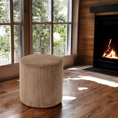 Pouf rond velours côtelé camel (lot de 2) MALMOE PIER IMPORT