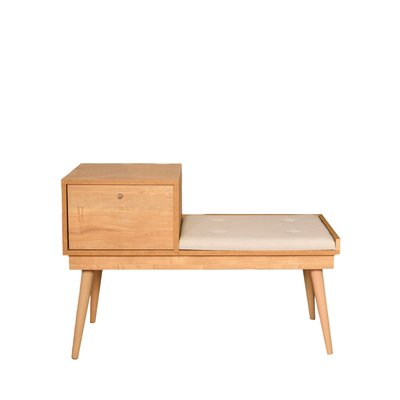 Banc d'entrée avec rangement en tissu et bois L105cm- ARO DRAWER