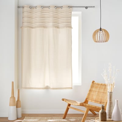 Rideau court à œillets en coton avec top tissé et franges DOUCEUR D'INTÉRIEUR