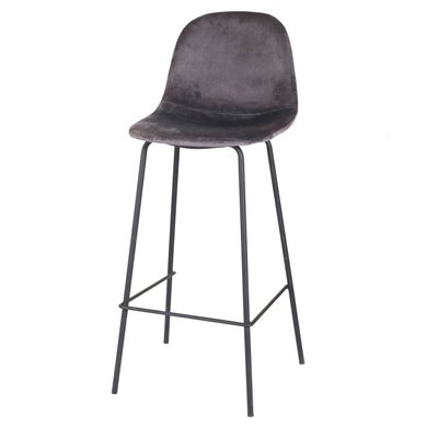 Tabouret de bar métal noir et assise velours gris - 47x43x105cm URBAN LIVING
