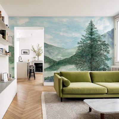 Papier peint panoramique forêt nature vert - 255x260 cm (l x h) LA TOUCHE ORIGINALE