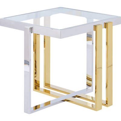 Console design inox doré argenté avec plateau en verre trempé RECOLLECTION
