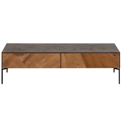 Table basse en bois de teck et métal 4 tiroirs - JAKARTA HELLIN, DEPUIS 1862