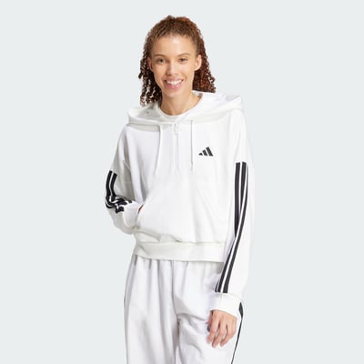 Sweat-Shirt À Capuche Zip 1/4 French Terry 3 Bandes Essentials ADIDAS SPORTSWEAR