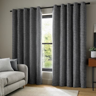 Chunky Boucle Lined Eyelet Curtains CATHERINE LANSFIELD