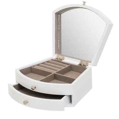 Coffret à bijoux en bois blanc avec miroir 21x17x9cm WADIGA