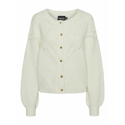 Round Neck Buttoned Cardigan in Fine Knit PIECES