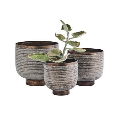 Cache-pot aluminium martelé  set de 3 MADAM STOLTZ