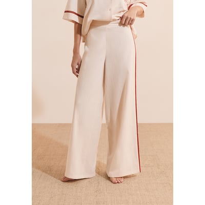Pantalon de pyjama avec bandes sur les côtés en coton MARINE ETAM