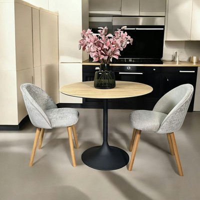 Table bistrot cuisine en céramique aspect bois D 90 cm LOMBARDIE PIER IMPORT