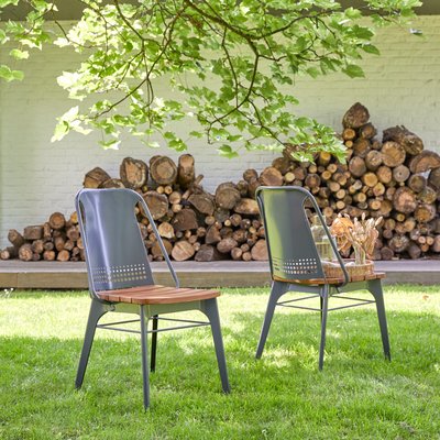 Chaise de jardin en teck massif et métal TOSCANE TIKAMOON