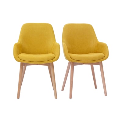 Chaises scandinaves en tissu chenille vert kaki et bois clair massif (lot de 2) HOLO MILIBOO