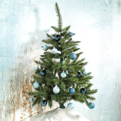 Boules de Noël en verre bleu et dégradés de bleu finition brillante et mate (boîte de 42) PIER IMPORT
