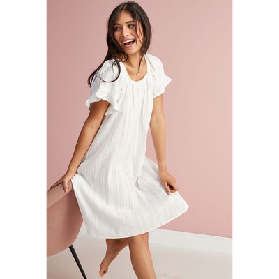 Chemise De Nuit En Coton À Volants Et Col Carré NEXT
