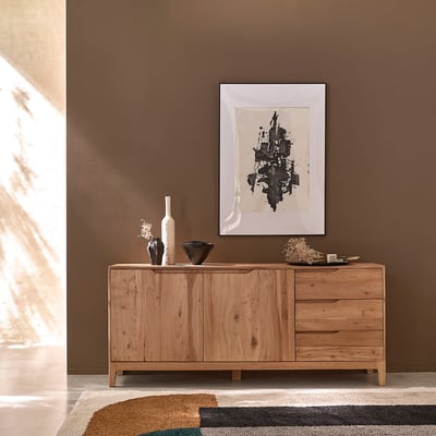 Buffet 2 portes, 3 tiroirs en acacia massif 170 cm  SAMSO BERAH GETAH