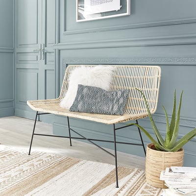 Banquette en rotin et pieds en métal  BOHEMA BERAH GETAH