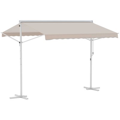 Store double pente acier époxy blanc polyester imperméabilisé anti-UV OUTSUNNY