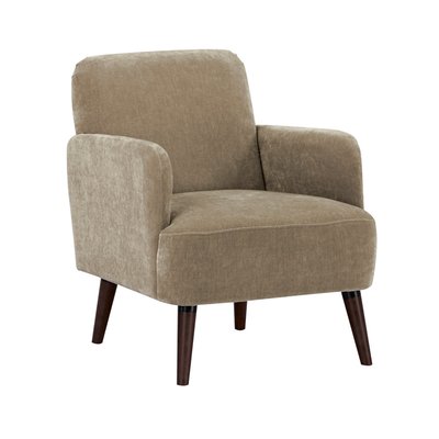 Fauteuil rétro en tissu chenille pieds bois foncé - Brooks DRAWER