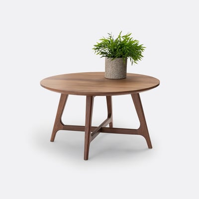 Petite table basse ronde noyer et plaqué, Larsen LA REDOUTE INTERIEURS