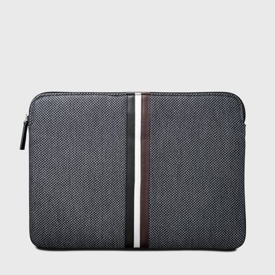 E2R Pochette ordinateur 15 pouces originale tissu gris blanc noir OH MY BAG