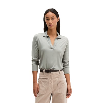 Blouse en jersey style polo regular en mélange viscose-modal MARC O'POLO