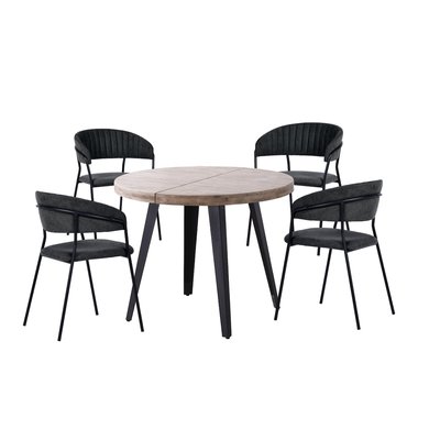 Table ronde extensible en bois de chêne et 4 chaises - MATIKA MATHI DESIGN