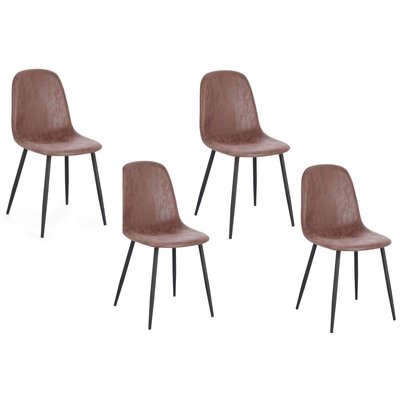 Chaises de salle à manger en simili marron et métal noir (lot de 4) - AURELIA HELLIN, DEPUIS 1862