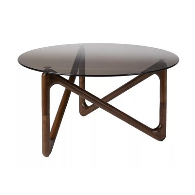 Table basse ronde en bois et verre - DUTCHBONE