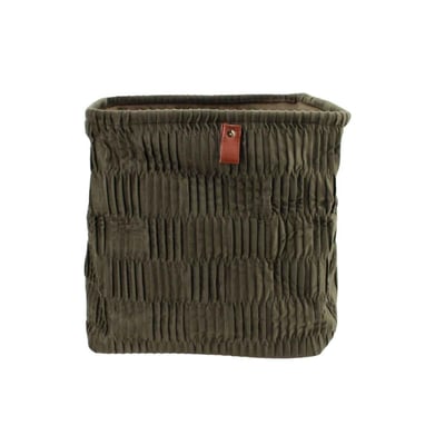 Cube de rangement en velours plissé vert 31x31x31cm ORNAMI