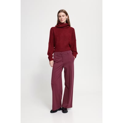 Pantalon coupe droite, jambes larges, taille haute ICHI