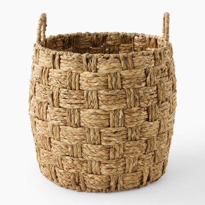 Panier rond tressé poignées, en jacinthe d'eau MONOPRIX