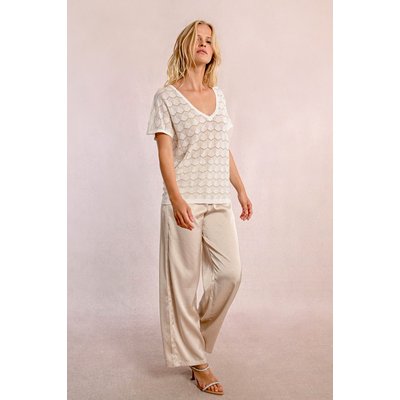 Pull en maille manches courtes en semi-transparence MOLLY BRACKEN