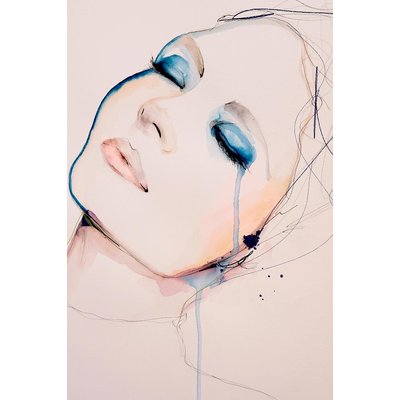 Tableau romantique portrait de femme bleu nuit HEXOA