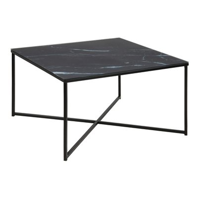 Table d'appoint effet marbre en verre et métal TOILINUX