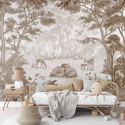 Papier enfant Ours paisible dans la forêt HEXOA