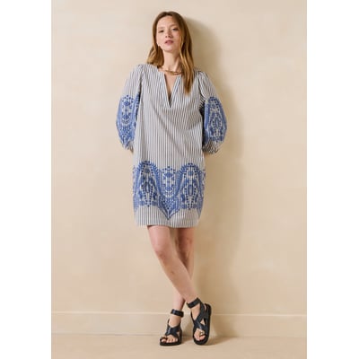 Robe courte à rayures et motif jacquard LA FEE MARABOUTEE