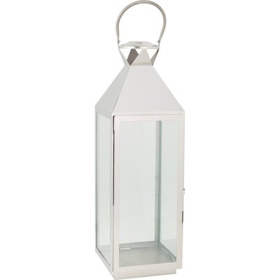 Lanterne décorative en acier inoxydable et verre argenté RECOLLECTION