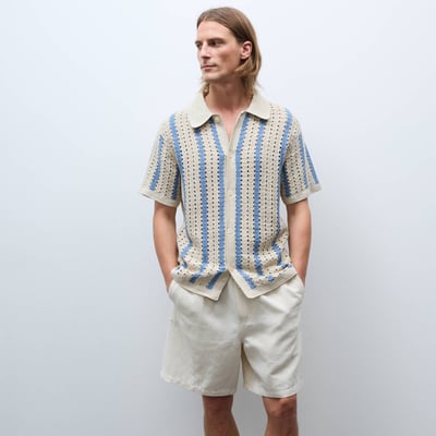 Bermuda taille élastiqué en mélange lin et coton MONOPRIX