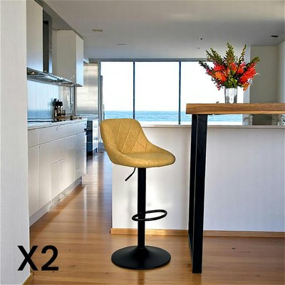 Chaise de bar hauteur réglable tissu moutarde (lot de 2) MALMOE PIER IMPORT