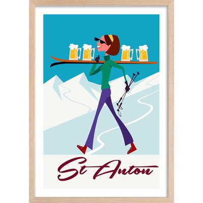 Poster retro chope à st anton HEXOA
