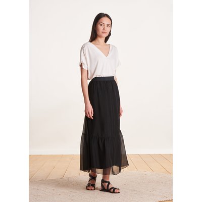 Jupe mi-longue fluide en voile viscose soie LA FEE MARABOUTEE