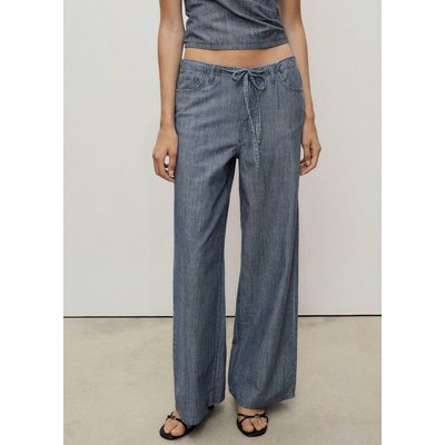 Pantalon denim wideleg ceinture MANGO