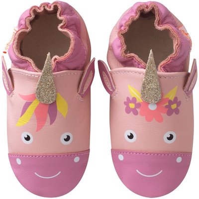 Chaussons bébé cuir souple Lise la licorne TICHOUPS