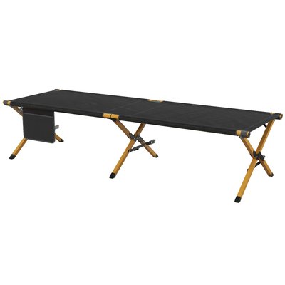 Lit de camp pliable alu jaune Oxford noir OUTSUNNY