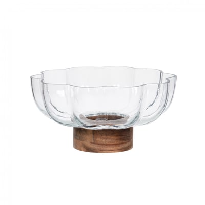 Bol en verre base bois AMADEUS