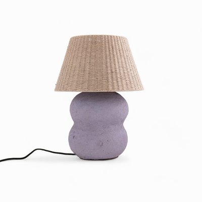Lampe en jute et papier mauve - IDA RENDEZ-VOUS DÉCO
