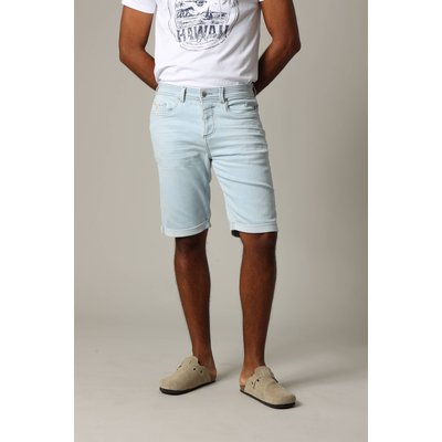 Short homme en maille denim avec braguette à boutons et finition stone used BART DEELUXE